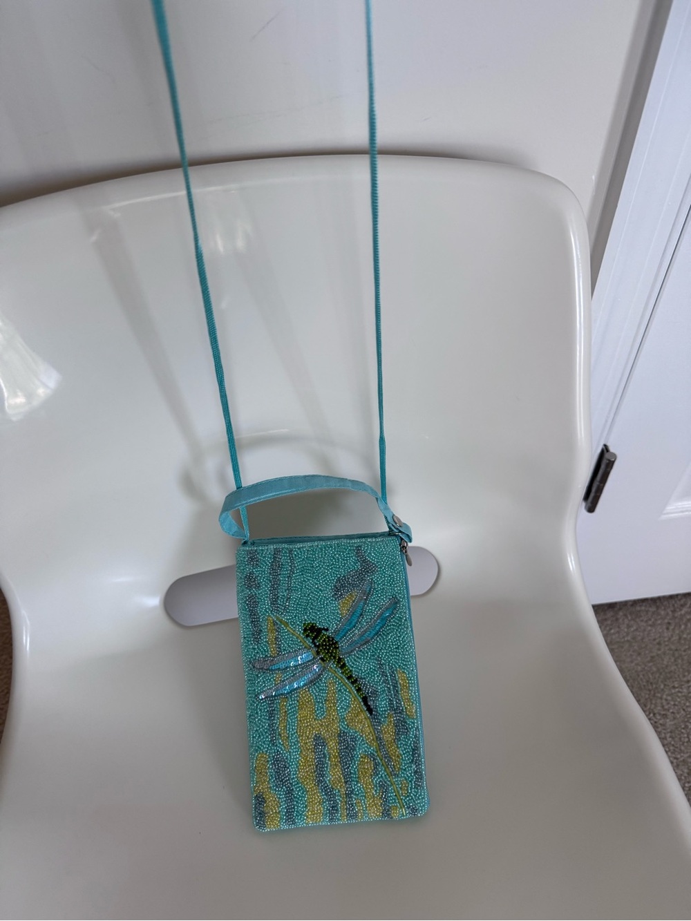 Bamboo Trading Co Beaded Dragonfly Crossbody Bag Y2K Boho Fairycore Aqua Purse - Picture 4 of 16
